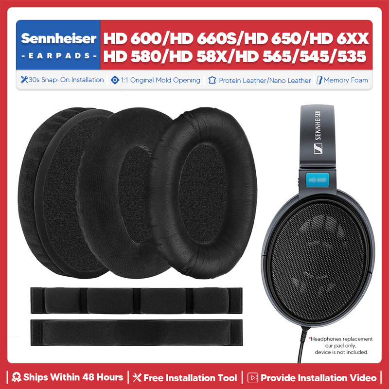 Bantalan telinga pengganti untuk Sennheiser HD 600 660S 650 6XX 580 58X 565 545 535 Aksesori Headphone bantalan telinga penutup busa memori