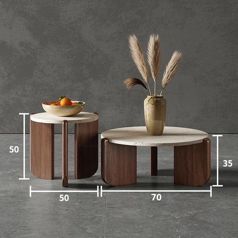 Mesa de centro de madera maciza nórdica, muebles de Café, mesa lateral, travertino, luz creativa para el hogar, mesa de centro de lujo para sala de estar