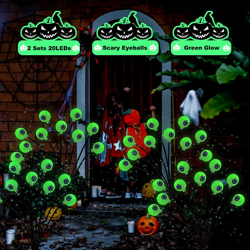 Halloween duchy Eye Ball światła naziemne automatyczne oświetlenie lampki nocne na trawniki na dziedzińcu