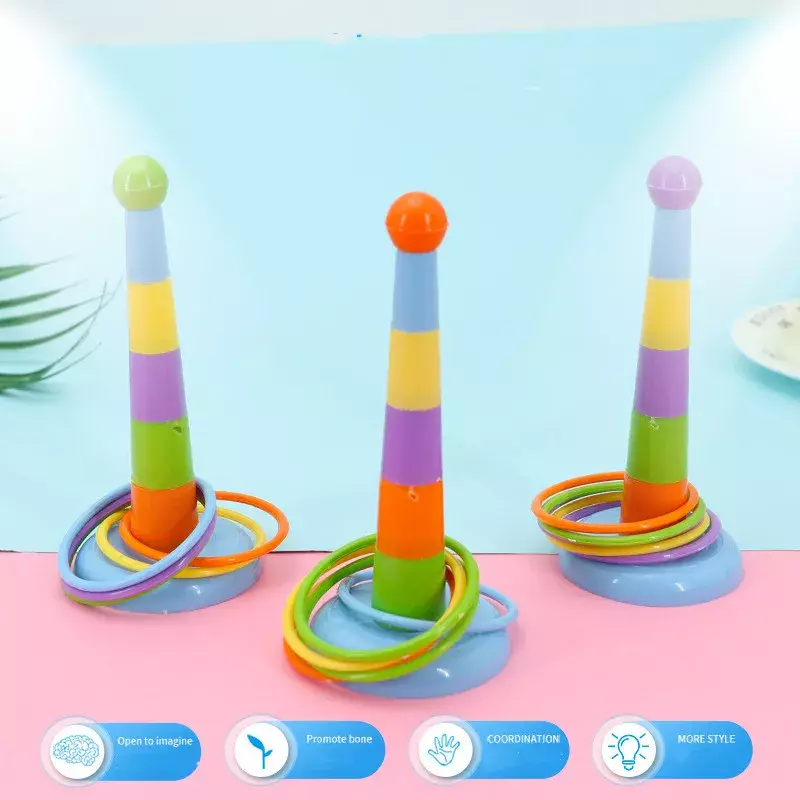 مضحك لعبة دوائر صغيرة للأطفال الذكاء التنموية لعبة الملونة رمي خواتم الوالدين والطفل ألعاب النشاط التدريب