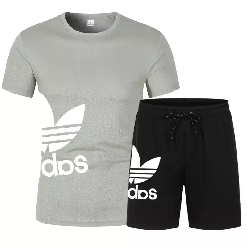 Sportedly-T-shirt de sport à manches courtes et short pour homme, imprimé à séchage rapide, 2 pièces, été, nouveau, 2024