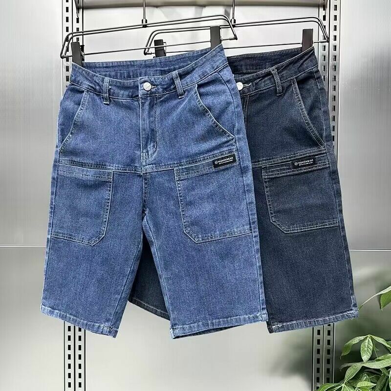 Брюки-карго мужские джинсовые, Модные прочные повседневные штаны из денима, Стильные прямые ковбойские брюки с шестью карманами в стиле Харадзюку, уличная одежда, лето