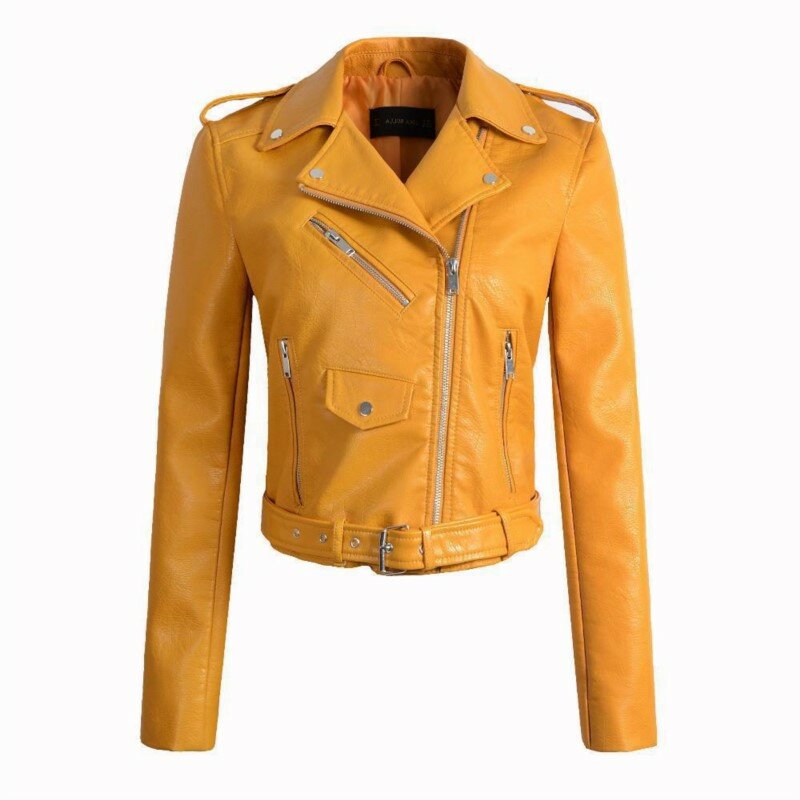 여성용 인조 가죽 재킷, PU 지퍼 포켓 오토바이, 겉옷 코트 벨트, 용수철 가을 블랙 블루, 2024 신상 패션
