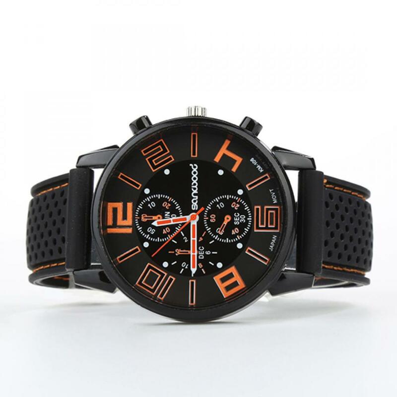 Reloj de pulsera deportivo redondo de acero inoxidable para hombre, cronógrafo analógico de silicona, de cuarzo, informal, a la moda, de lujo