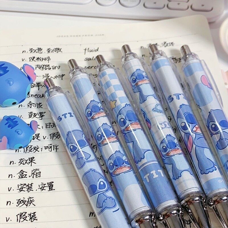 สติทช์ดิสนีย์น่ารักการ์ตูน Kawaii นักเรียนน่ารักปากกาหมึกเจลสอบพิเศษสีดำ0.5มม. gratis ongkir ปากกาแปรงแห้งเร็ว