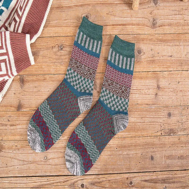 Nuovi 5 paia/set calzini invernali spessi e caldi in misto lana nordica calzini termici Vintage di alta qualità per uomo donna