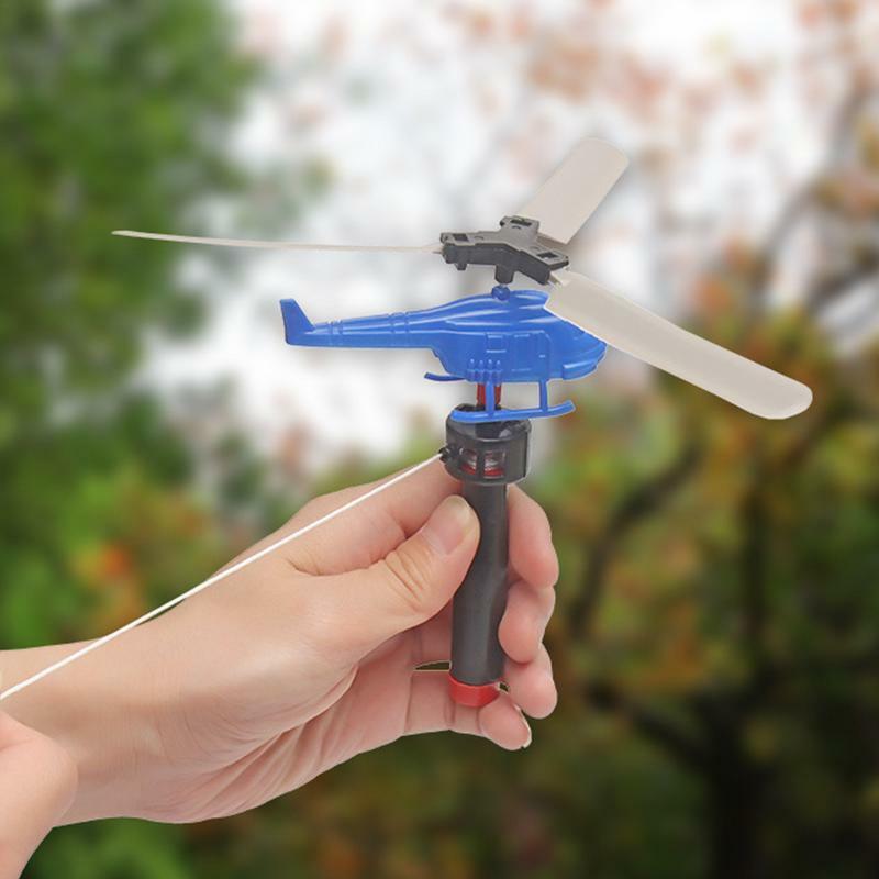 Trekkoord Helikopter Speelgoed 6 Stuks Creatieve Propeller Kinderen Vliegende Spin Copter Grappig Leren & Educatief Speelgoed Trekken Touw Vliegen