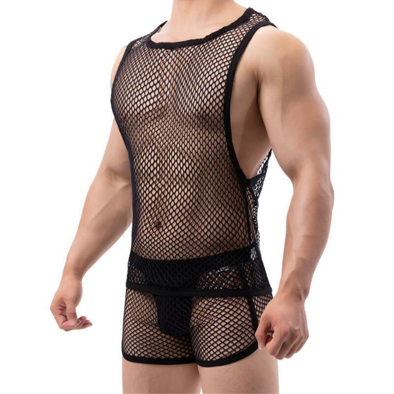 BRAVE PERSON Fashion Men Clothing Bodybuilding Gym Tank Tops Sleeveless Mesh Undershirt Sexy Fitness Workout Vest