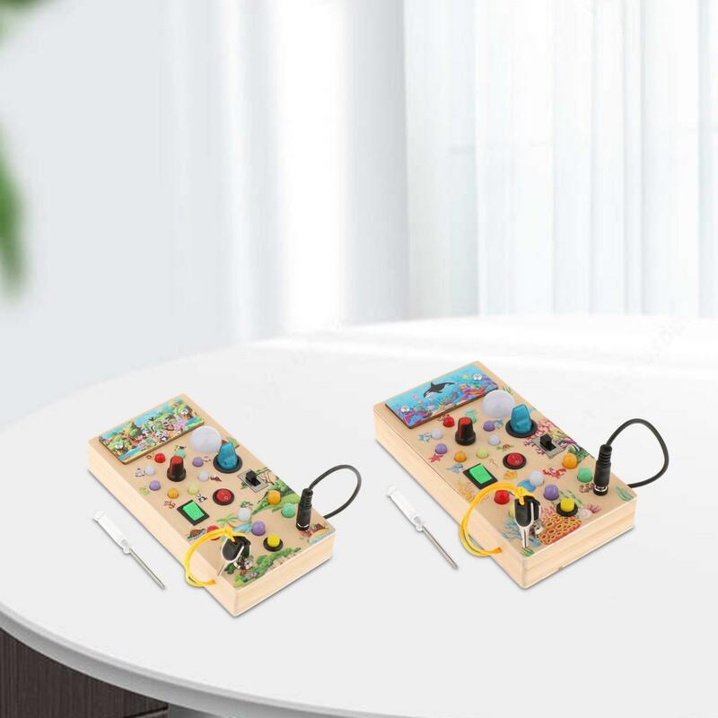 Montessori LED Busy Board giocattolo sensoriale in legno per bambini Toddlers 1-3 Kids