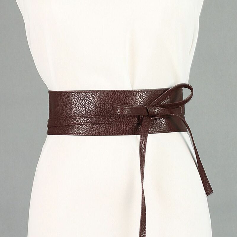 Cinturón de cuero con lazo para mujer, banda ancha de cintura de lujo con lazo Simple
