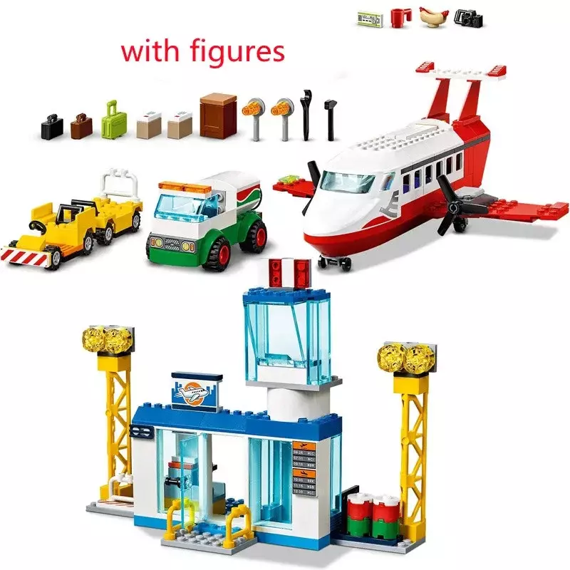 322pcs Bricks DIY Center Airport Building Block Comparible 60261 with City Series Assembled Toys for Children Christmas Gifts