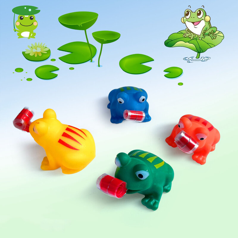 Rana pequeña de descompresión para niños, juguete creativo de simulación de rana, música, 5 piezas