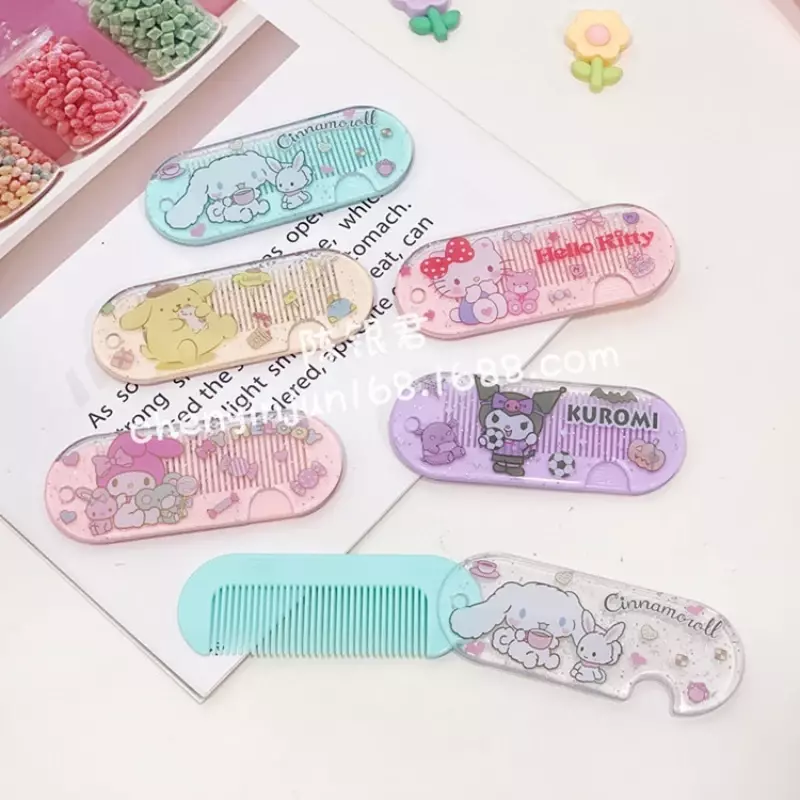 Sanrio mini carry pente anime hellokitty mymelody kuromi cinnamoroll cartonn bonito plástico cabelo alisamento pente meninas presente