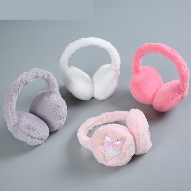 New Cute Stars Pattern Warm Earmuffs for Women Sweet Spice Girl Winter Outdoor Ear Warmers Soft Furry Warmer Muff Ear Covers Y2K