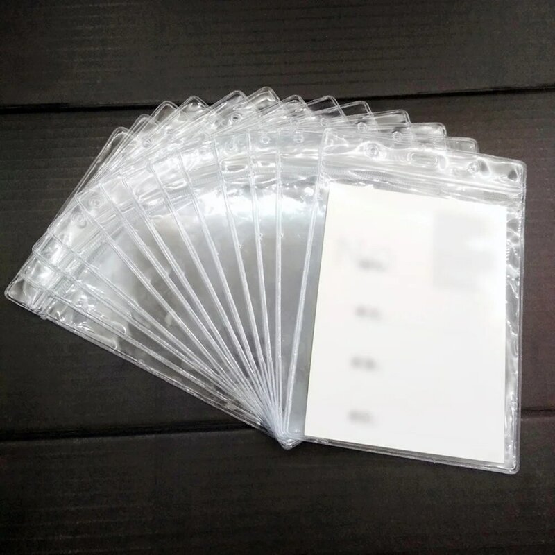 10pcs Transparent Waterproof PVC Business ID Badge Holder Holder for Office School (Vertical Type)