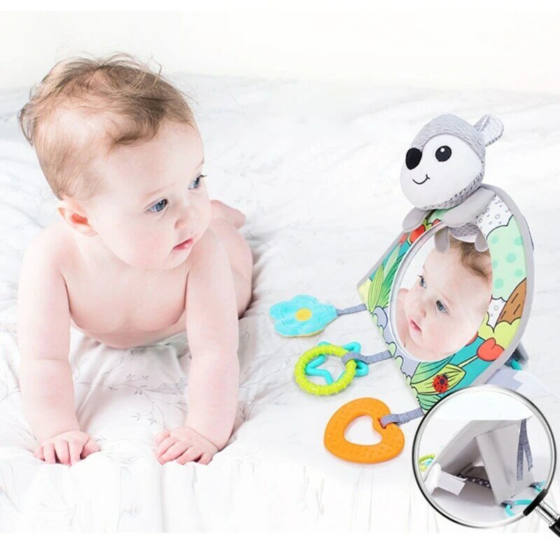 Miroir d'appui-tête de voiture pour bébé faisant face à l'arrière poussette de voiture jouet suspendu hochet anneau de dentition