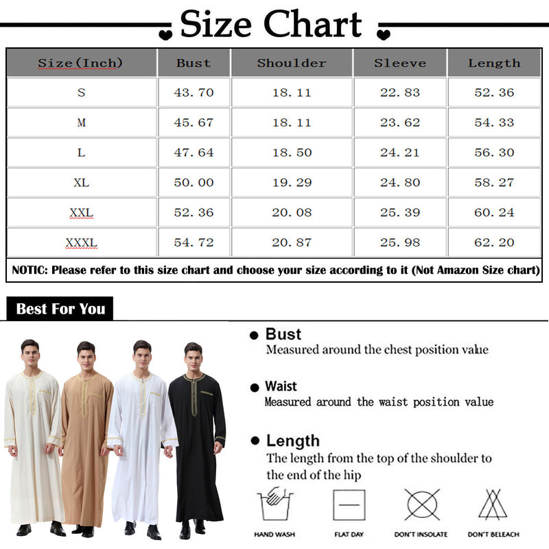 Moda musulmana uomo Jubba Thobes arabo Pakistan Dubai caftano Abaya Robes abbigliamento islamico Arabia saudita abito lungo camicetta nera