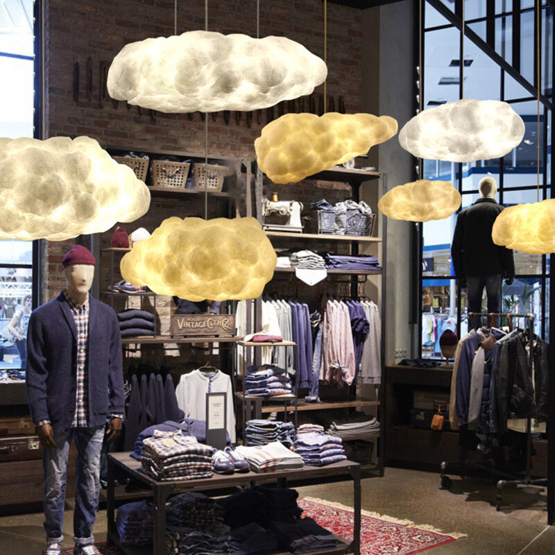 Plafonnier LED suspendu en forme de nuage flottant, design moderne, éclairage d'intérieur, luminaire décoratif de plafond, idéal pour un salon, une salle à manger, une cuisine, un bar ou un club