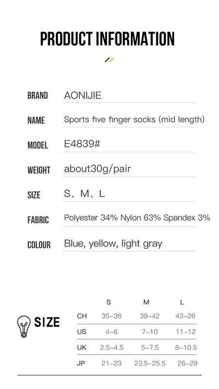 AONIJIE kaus kaki atletik Unisex, E4839 3 pasang/set, ditingkatkan, potongan rendah, lima jari, kaus kaki maraton untuk latihan balap