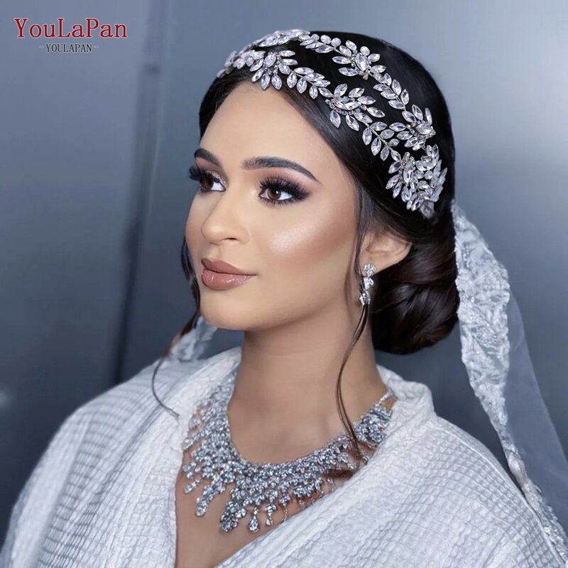 YouLaPan HP450 korona ślubna srebrne wesele Tiara Rhinestone Bride pałąk błyszczące korona dla miss kobiety akcesoria biżuteria do włosów