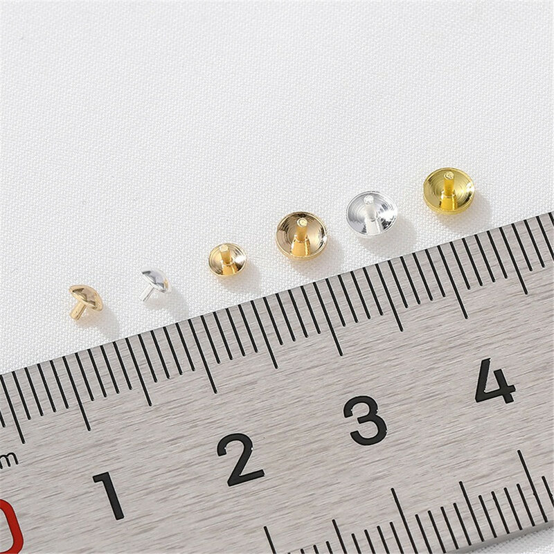 Tapón de uñas de pelo de oro de 14K, agujero de perla de cristal de medio agujero, pulsera hecha a mano DIY, accesorios de Material de joyería
