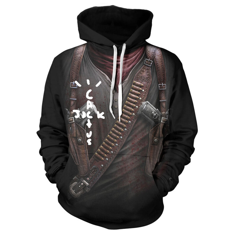 Spring and Autumn 3D Skull Print Sweatshirt Long Sleeve Men's Hoodie No Plush Casual Pullover