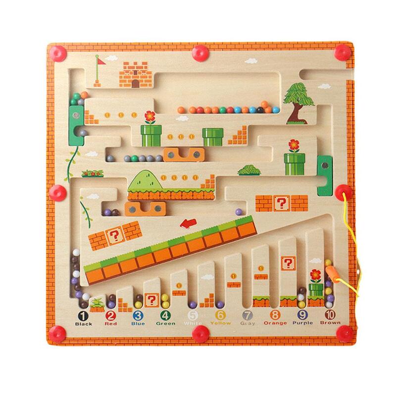 Магнитный лабиринт с цветами и цифрами, игрушки Монтессори для детей 3 + лет, деревянная головоломка, доска для тренировок, обучающий подсчет матча U6W7