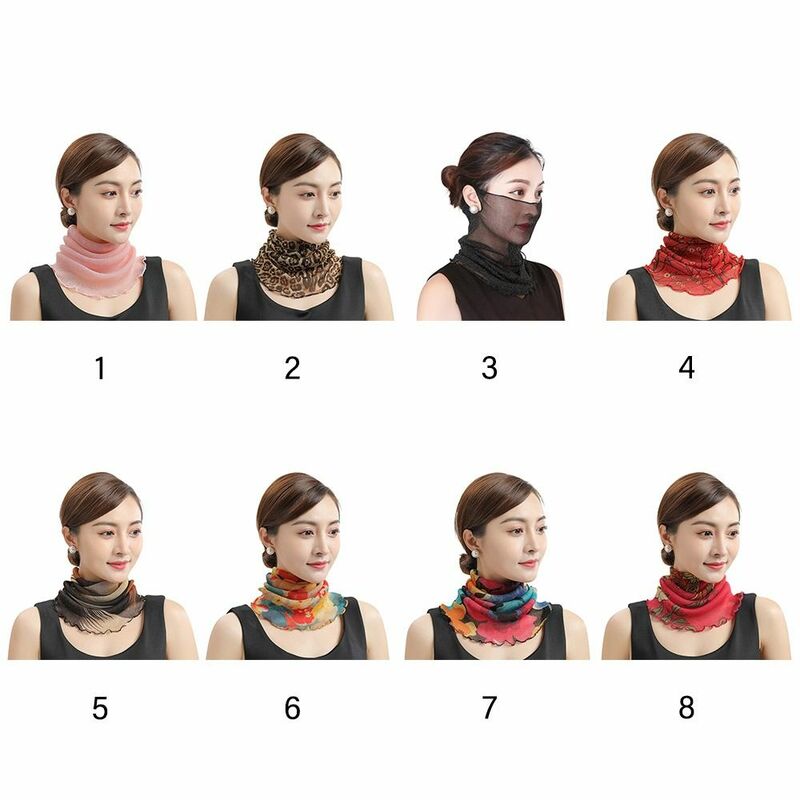 Multicolor Half Face Mask Gift Ice Silk Chiffon Neck Cover Scarf Dust-proof Windproof Sun Protection Sunscreen Mask Unisex