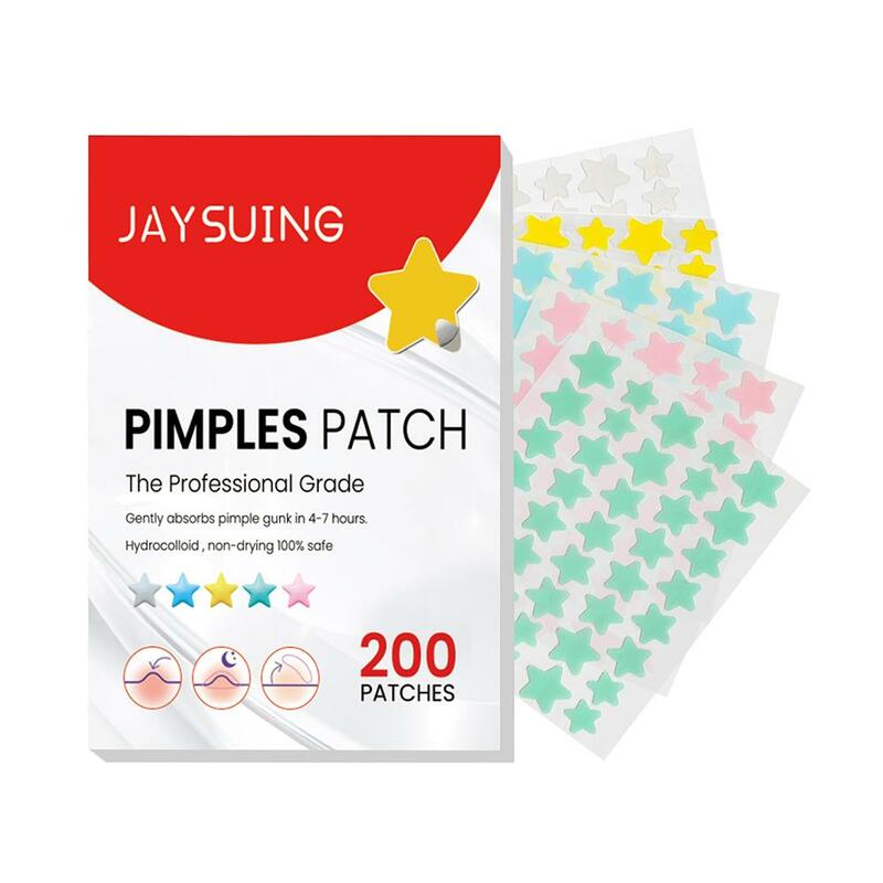 200pcs Star Shape Pimple Patches Colorful Hydrocolloid Pimple Healing Sticker Cute Strong Absorption Zit Patches Face Care