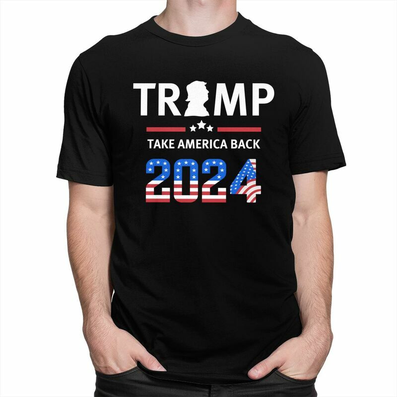 Футболка с американской спинкой для мужчин, 100% хлопковая футболка, городские футболки с коротким рукавом, Трамп 2024, футболка, приталенная одежда, Merch