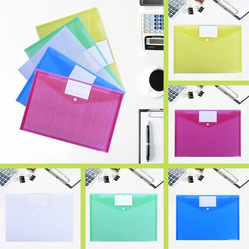 Carpetas de archivos de gran capacidad a prueba de agua con letras A4 para almacenar archivos, organizadores de escritorios, soporte de documentos transparente colorido Supp