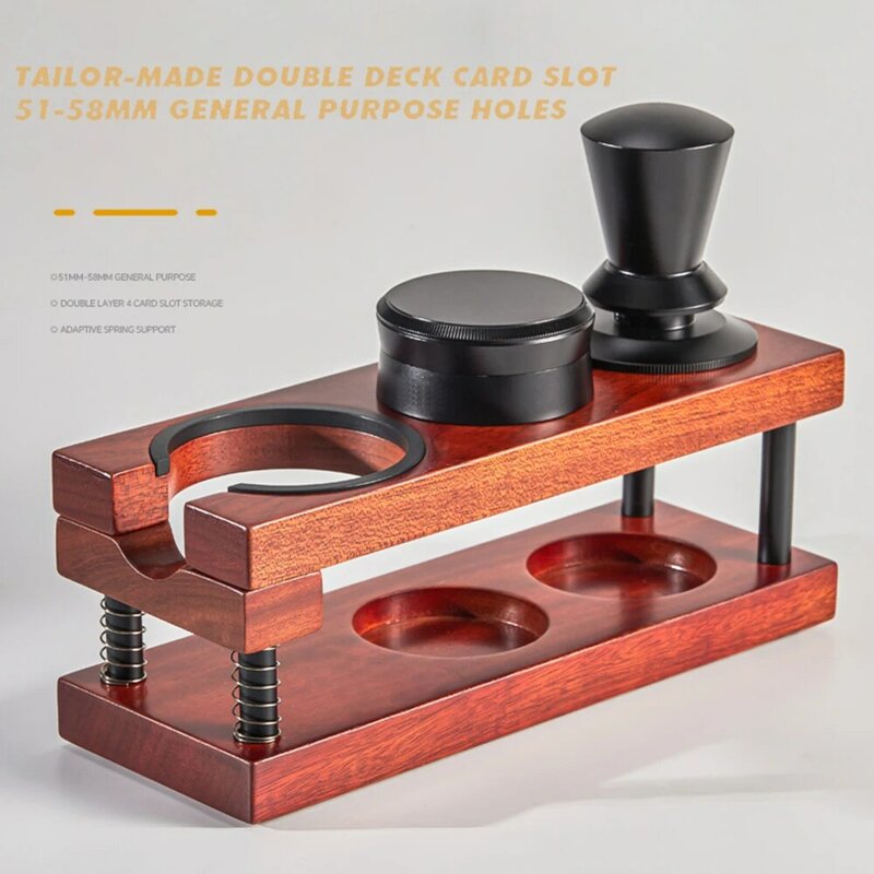 FHEAL Espresso Tamping Station with Adaptive Spring Loaded 2-Tier Tamp Organizer Station Fit for 51-58mm Barista Accessoies