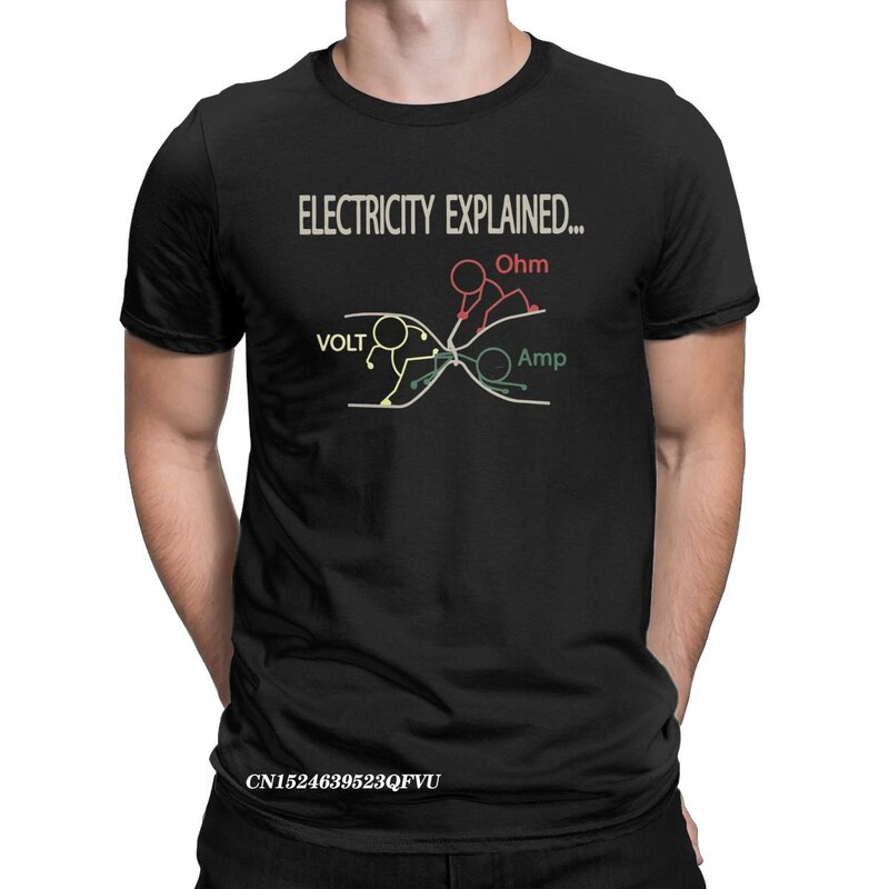 Футболка мужская винтажная, смешной топ с объяснением электричества, электро Ом Ампер Вольт, хлопковая тенниска с надписью «Ohm's Law»