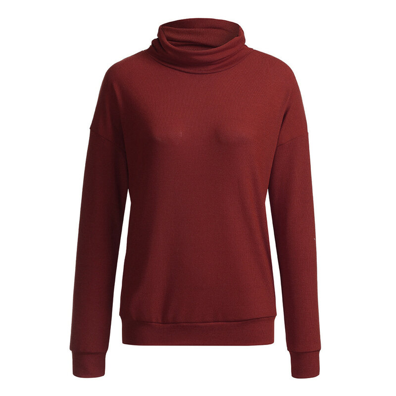 Autumn Winter Pullover Women New Loose Fleece Thicken Half-high Collar Long Sleeve Shirt Pure Colour Base Shirt Warm Top Female