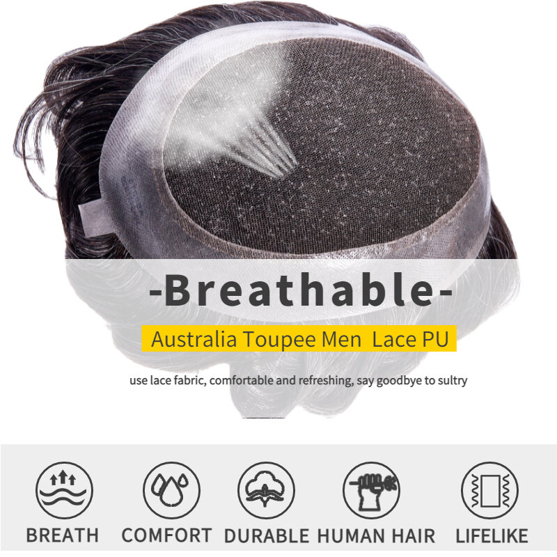 Australia peruka mężczyzn Hotselling koronki PU baza peruka dla mężczyzn naturalną linią włosów System jednostka dla mężczyzn męskiej protezy włosów