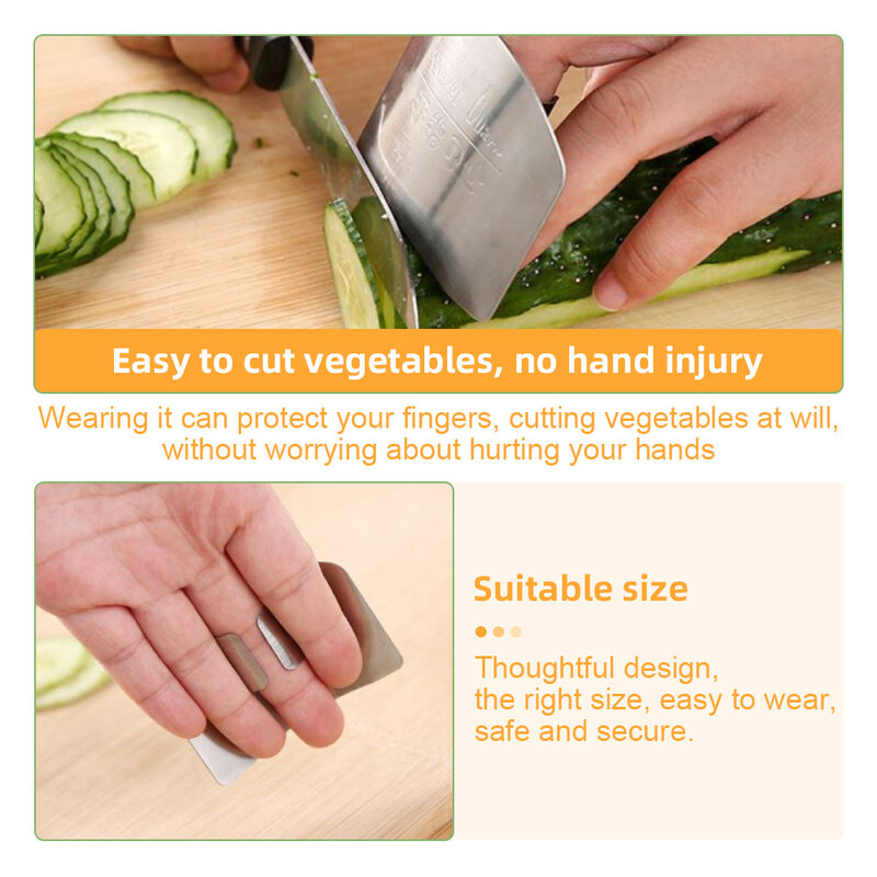 Pelindung Jari Baja Tahan Karat Anti-potong Pelindung Jari Aman Memotong Sayur Pelindung Tangan Gadget Dapur Aksesori Dapur