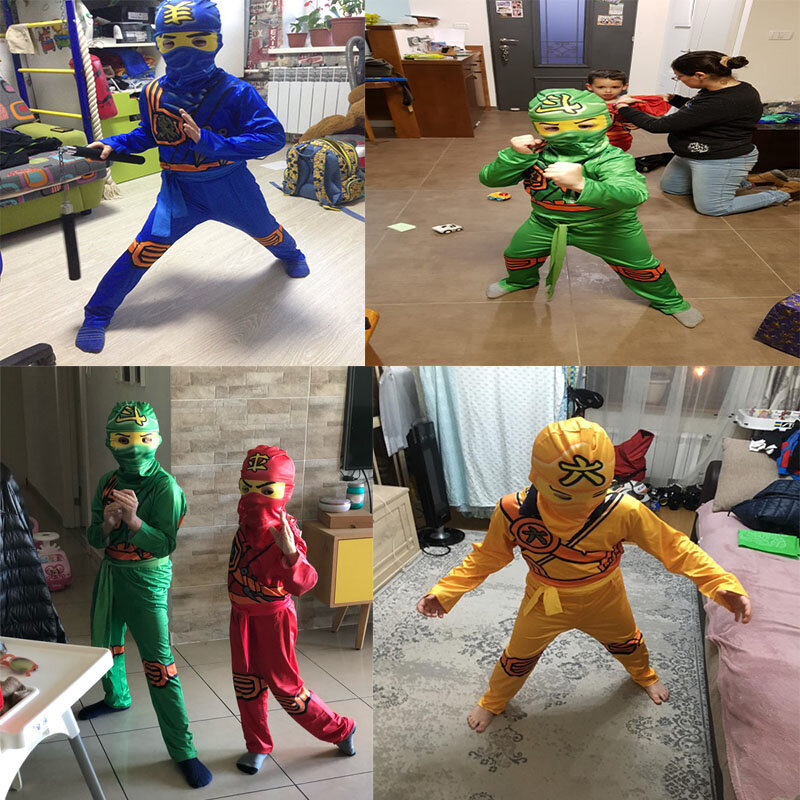 Disfraz de superhéroe Ninja para niños, ropa con capucha para Halloween, Phantom Ninja