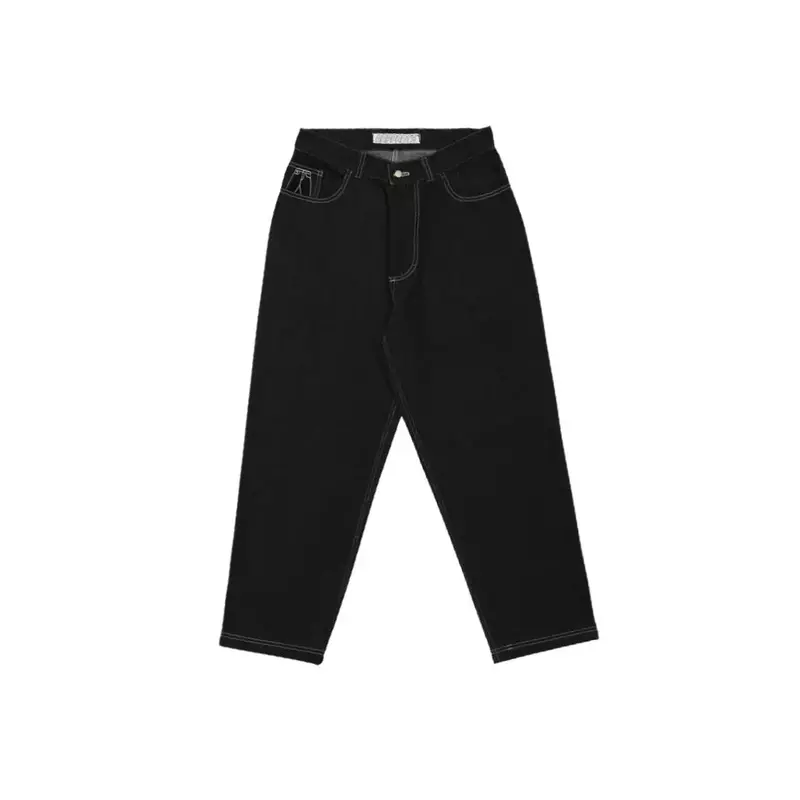 Jeans taille haute rétro pour hommes et femmes, pantalons hip hop, jeans adt noirs simples, jambe large droite, jeans décontractés pour skateboard, Y2K, nouveau