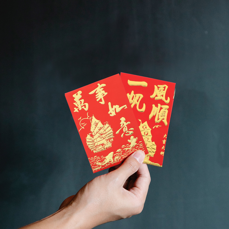 Keranjang uang Tahun Baru China, paket kertas saku uang Festival Musim Semi HongBao 160 buah