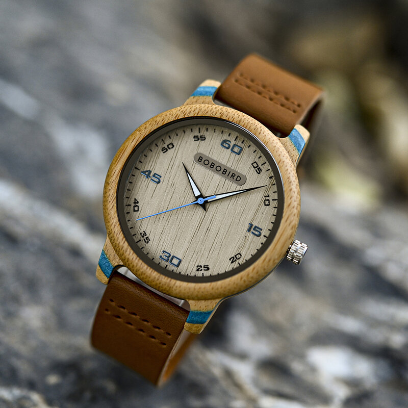 Bobo นาฬิกาไม้ไผ่นกดูหรูหราชั้นนำสำหรับผู้ชายนาฬิกาของขวัญวันวาเลนไทน์แบบเรียบง่าย