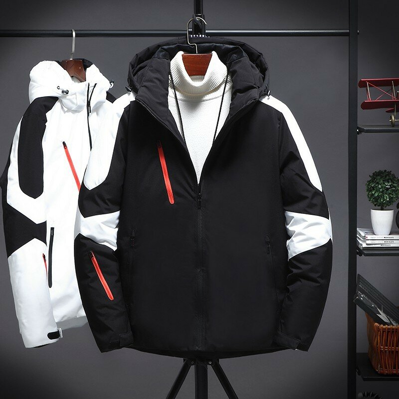 men white duck down jacket trend hooded coat 2023 New winter Thick Warm fashion men's clothing parkas overcoat