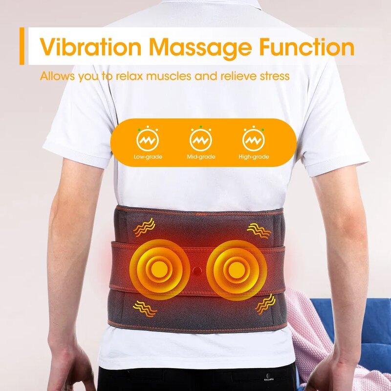 Electric Heating Belt Waist Massager Vibration Red Light Hot Compress Physiotherapy Lumbar Back Support Brace Pain Relief Tools