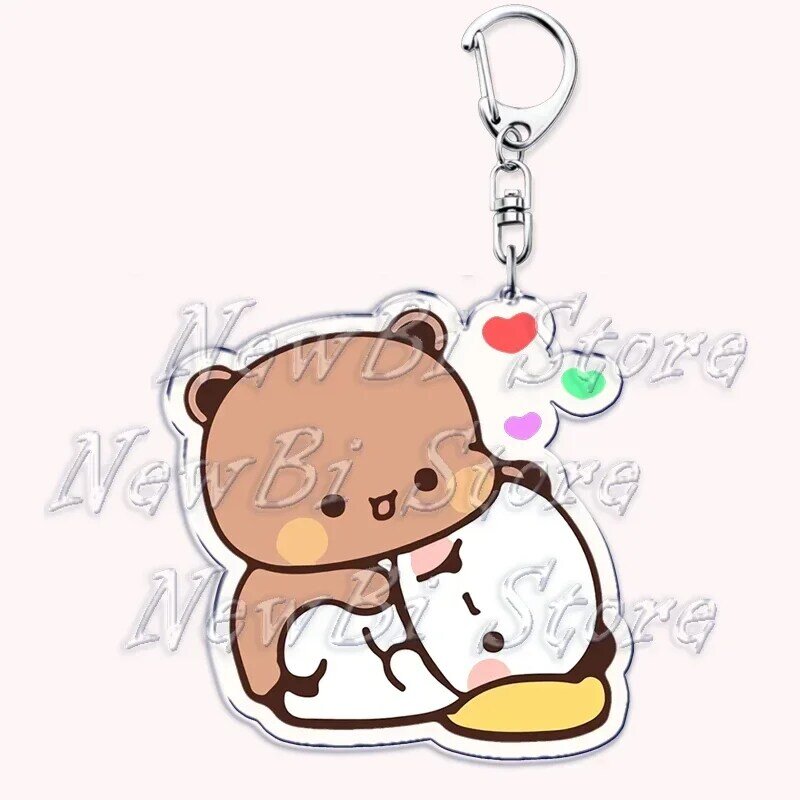 Cute Bubu Dudu Keychains Baby Grey Bear White Panda Keyring for Accessories Bag Pendant Key Chain Jewelry Fans Couple Love Gifts