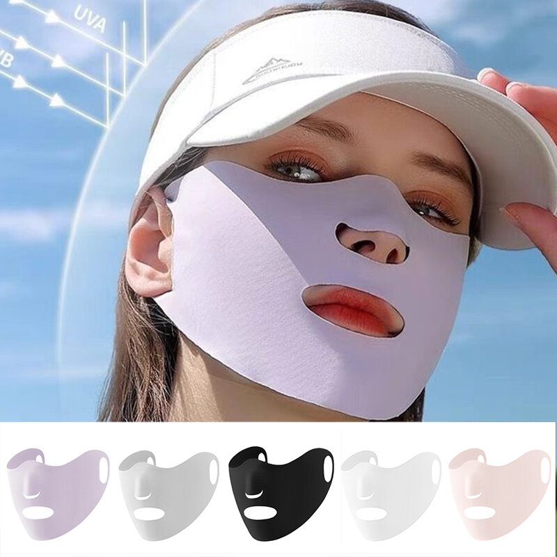 Sommer Sonne UV-Schutz atmungsaktiv wasch bar wieder verwendbar Eis Seide Gesicht Schleier Seide Schal für Frauen Anti-UV-Gesichts schutz Sonnenschutz maske