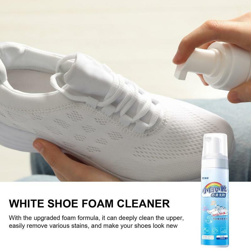 Limpiador de Zapatos blanco pequeño para el hogar, 220ml, eliminación de manchas de zapatos, espuma de limpieza en seco, suministros de limpieza de zapatos blancos