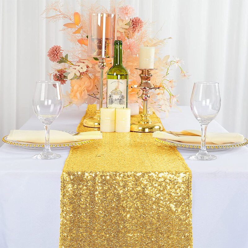 Caminos de mesa de red con purpurina, corredores de mesa de lentejuelas brillantes para decoración de boda, Navidad, cumpleaños, Baby Shower, decoración de fiesta