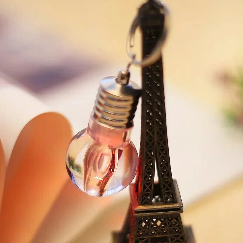 مصباح ليد ملون على شكل مصباح سلسلة مفاتيح ، حلقة مفتاح متدلية ، لون قوس قزح حيوان أليف ، مضيئة ، صغيرة ، هدية