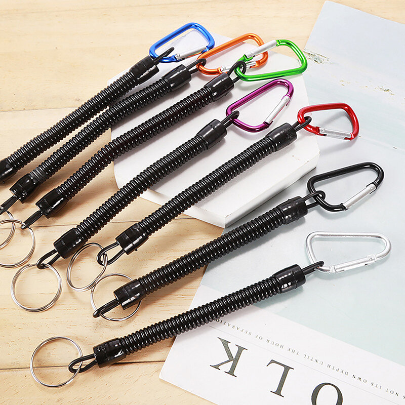 1 Pcs Fishing Tools Anti-Lost Lanyard Telescopic Elastic Retention Rope Safety Spring Lanyard Rope Key Ring Chain Accessories