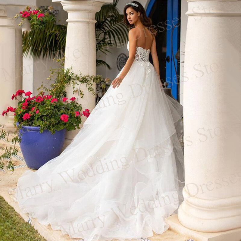 Женское ТРАПЕЦИЕВИДНОЕ свадебное платье, красивое Привлекательное платье невесты без рукавов, лето 2024