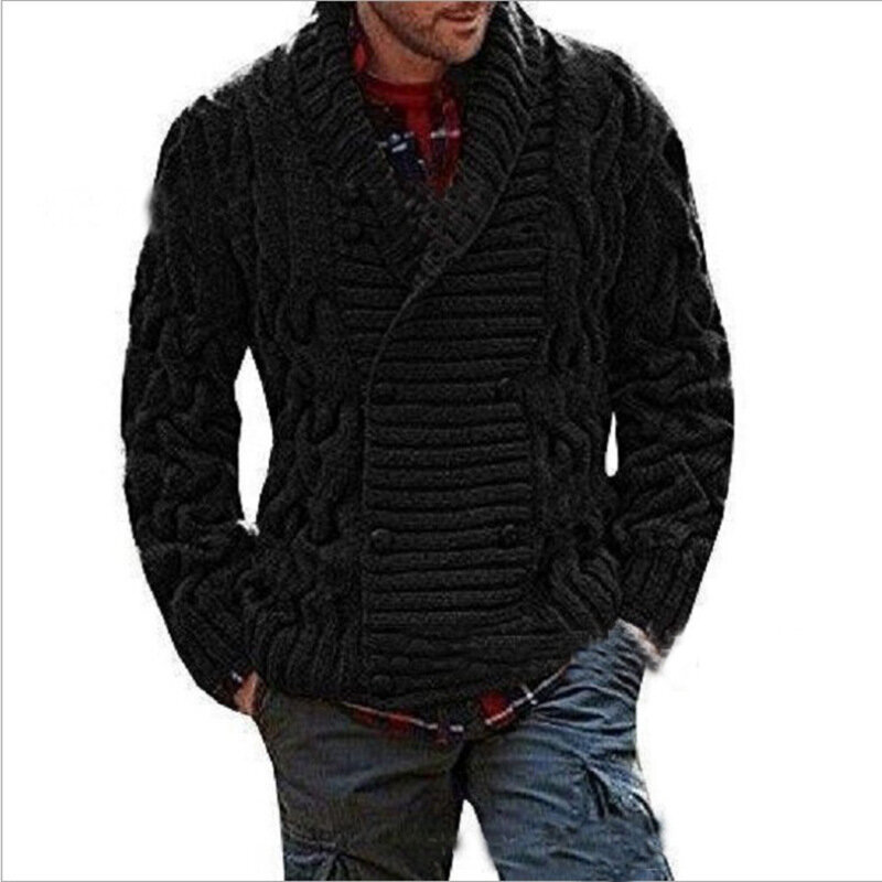 Cárdigan con cuello en V para hombre, suéteres de punto cálidos, ropa informal ajustada, chaqueta, abrigo, Otoño e Invierno